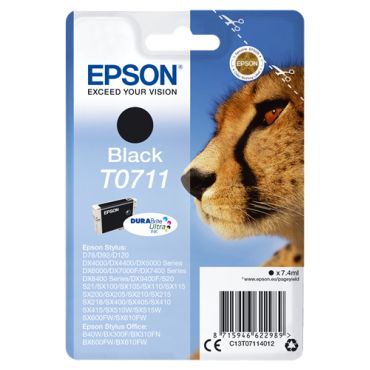 Epson T0711 black ink cartridge, C13T07114012 | Epson