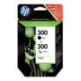 HP  300  combo back musta/3-värin  kaksoispakkaus | HP
