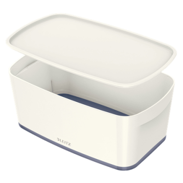 LEITZ MyBox S säilytyslaatikko kannella valkoinen/harmaa | Laatikot ja tarvikkeet