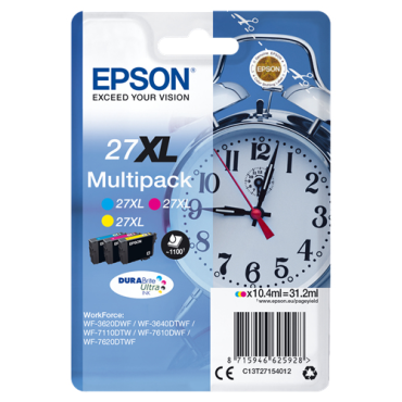 EPSON 27XL ink cartridge cyan, magenta and yellow high capacity 3x10.4ml 3 x 1.100 pages combopack b