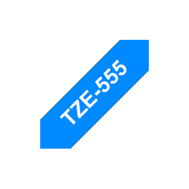 Brother TZe-555 sininen pohja/valkoinen, Laminoitu Tarranauha (24mm x 8m) | Brother TZe-tarrat