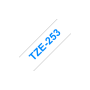 Brother TZe-253 valkoinen pohja/sininen teksti, Laminoitu Tarranauha (24mm x 8m) | Brother TZe-tarrat