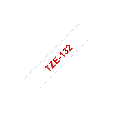 Brother TZe-132 kirkas pohja/punainen teksti, Laminoitu Tarranauha (12mm x 8m) | Brother TZe-tarrat