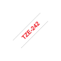 Brother TZe-242 valkoinen pohja/punainen teksti, Laminoitu tarranauha (18mm x 8m ) | Brother TZe-tarrat