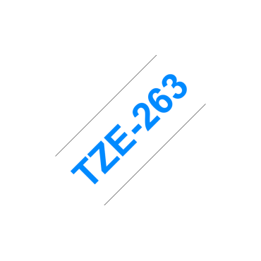 Brother TZe-263 valkoinen pohja/sininen teksti, Laminoitu Tarranauha (36mm x 8m)