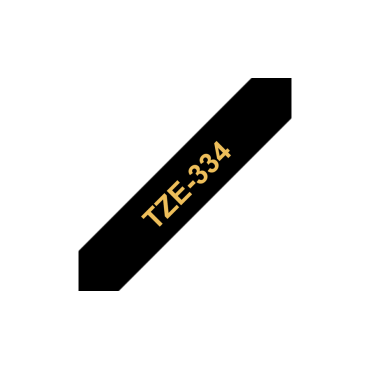 Brother TZe-334 musta pohja/kultainen teksti, Laminoitu Tarranauha (12mm x 8m)