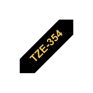 Brother TZe- 354 musta pohja/kullanvärinen teksti, Laminoitu Tarranauha (24mm x 8m) | Brother TZe-tarrat