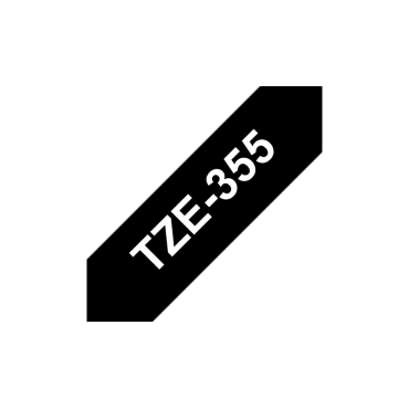 Brother TZe-355 musta pohja/valkoinen teksti, Laminoitu Tarranauha (24mm x 8m) | Brother TZe-tarrat