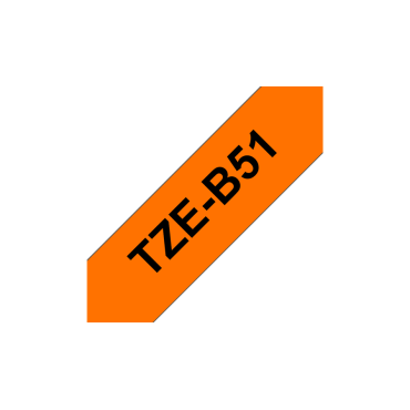 Brother TZe-B51 neon oranssi pohja/musta teksti, Laminoitu tarranauha  (24mm x 8m) | Brother TZe-tarrat