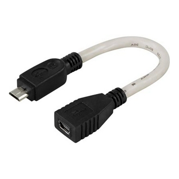 USB 2.0 adapteri Micro B-tyyppi uros - Mini B-tyyppi naaras, 10cm, harmaa/musta