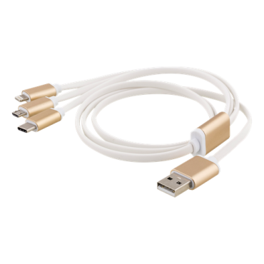 EPZI yleiskäyttöinen latauskaapeli, USB-C, Lightning, Micro USB, USB-A, 1 m, valkoinen | Muut