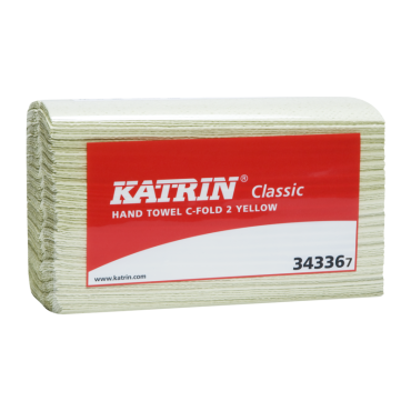 Katrin Classic C-fold 2 käsipyyhe(palapyyhe) 2-kr keltainen 100arkkia/pkt, 16pkt/säkki(28 sk/lava)