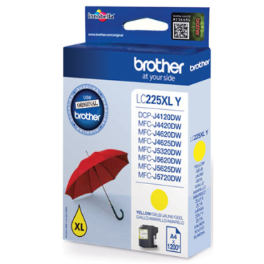 Brother LC225XLY Suurväriainekasetti, keltainen (n.1200 sivua)