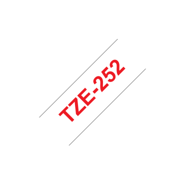 Brother TZe-252 valkoinen pohja/punainen teksti, Laminoitu Tarranauha (24mm x 8m ) | Brother TZe-tarrat