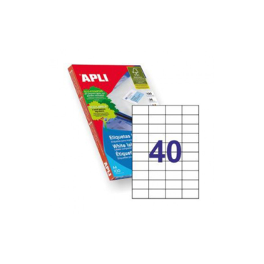 APLI tulostustarra 40-jak 52,5x29,7mm valkoinen 100ark/pkt | Tarrat
