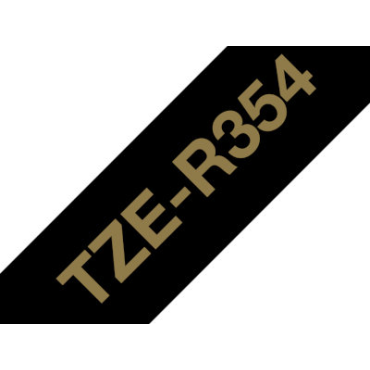 Brother TZe-R354 Satiininauha, musta nauha/kullanvärinen teksti (24mm x4m) | Brother TZe-tarrat
