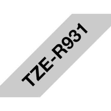 Brother TZe-R931 Satiininauha, hopeanvärinen nauha/musta teksti (12mm x 4m) | Brother TZe-tarrat