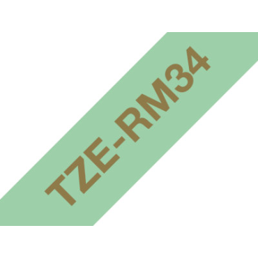 Brother TZe-RM34 Satiininauha, mintunvihreä nauha/kullanvärinen teksti (12mm x 4m) | Brother TZe-tarrat