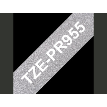 Brother TZe-PR955 hopeanvärinen pohja/valkoinen teksti, Laminoitu Tarranauha (24mm x 8m) | Brother TZe-tarrat