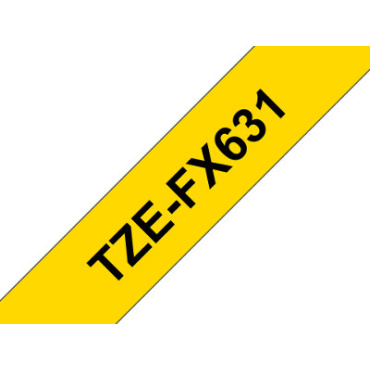 Brother TZe-FX631 keltainen pohja/musta teksti, taipuisa Laminoitu Tarranauha (12mm x 8m) | Brother TZe-tarrat