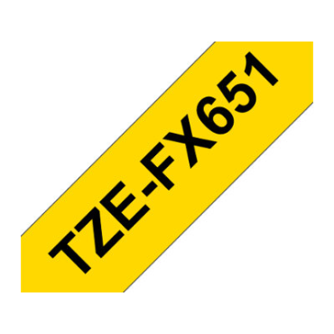 Brother TZe-FX651 keltainen pohja/musta teksti, taipuisa Laminoitu Tarranauha (24mm x 8m) | Brother TZe-tarrat