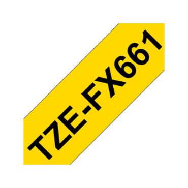 Brother TZe-FX661 keltainen pohja/musta teksti, taipuisa Laminoitu Tarranauha (36mm x 8m) | Brother TZe-tarrat