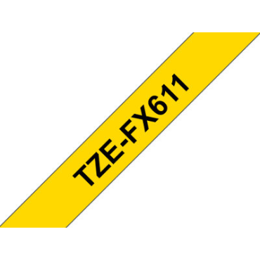 Brother TZe-FX611 keltainen pohja/musta teksti, taipuisa Laminoitu Tarranauha (6mm x 8m) | Brother TZe-tarrat