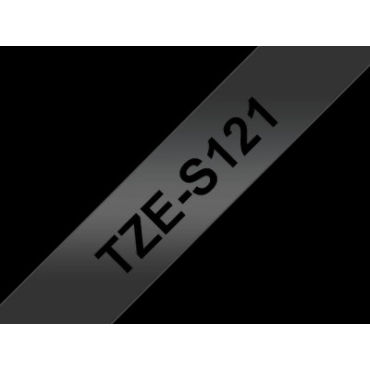 Brother TZe-S121 kirkas pohja/musta teksti, Supervahva Laminoitu tarranauha (9mm x 8m) | Brother TZe-tarrat