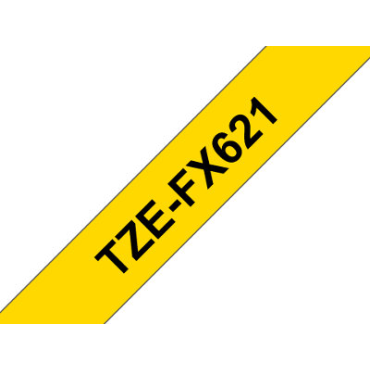 Brother TZe-FX621 keltainen pohja/musta teksti, taipuisa Laminoitu Tarranauha (9mm x 8m) | Brother TZe-tarrat