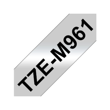 Brother TZe-M961 hopea pohja/musta teksti, Matta Metalli Laminoitu Tarranauha, (36mm x 8m) | Brother TZe-tarrat