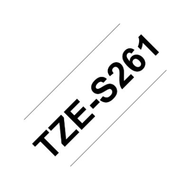 Brother TZe-S261 valkoinen pohja/musta teksti, Supervahva Laminoitu Tarranauha (36mm x 8m) | Tarrat