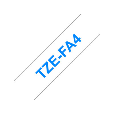 Brother TZe-FA4 valkoinen pohja/sininen teksti, Silitettävä Kangasnauha (18mm x 3m) | Brother TZe-tarrat
