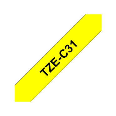 Brother TZe-C31 neon Keltainen/musta teksti, Laminoitu Tarranauha (12mm x 5m) | Brother TZe-tarrat