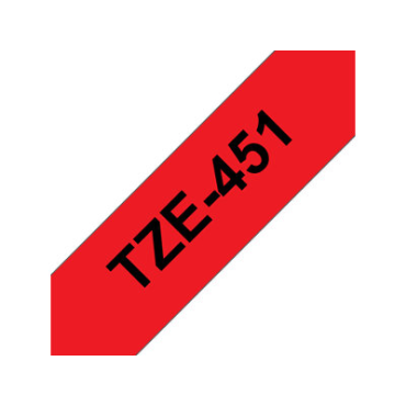 Brother TZe-451 punainen pohja/musta teksti, Laminoitu Tarranauha (24mm x 8m) | Brother TZe-tarrat