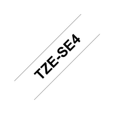 Brother TZe-SE4 valkoinen pohja/musta teksti, Laminoitu Turvatarra (18mm x 8m) | Brother TZe-tarrat