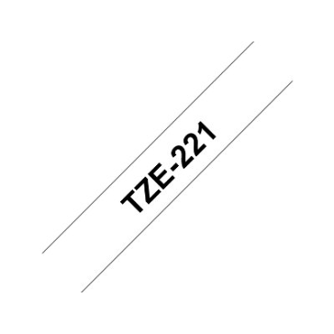 Brother TZe-221 valkoinen pohja/musta teksti, Laminoitu Tarranauha (9mm x 8m)