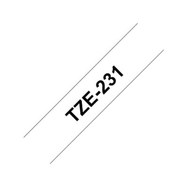 Brother TZe-231 valkoinen pohja/musta teksti, Laminoitu Tarranauha (12mm x 8m) | Brother TZe-tarrat
