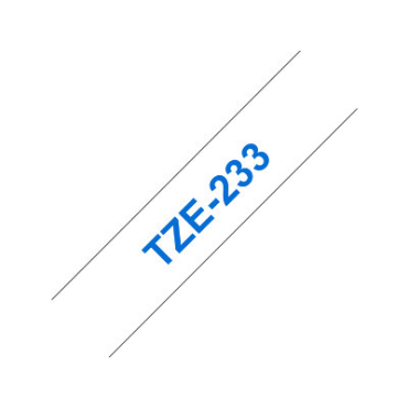 Brother TZe-233 valkoinen pohja/sininen teksti, Laminoitu tarranauha (12mm x 8m) | Brother TZe-tarrat