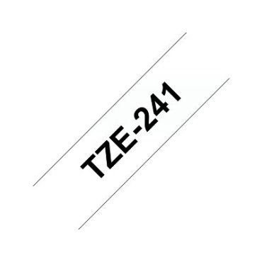 Brother TZe-241 valkoinen pohja/musta teksti, Laminoitu Tarranauha (18mm x 8m)