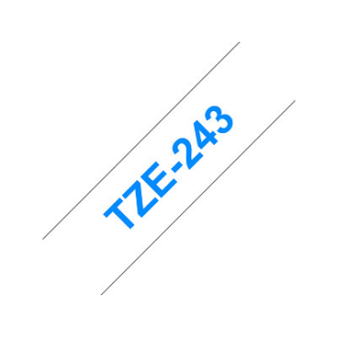 Brother TZe-243 valkoinen pohja/sininen teksti, Laminoitu Tarranauha (18mm x 8m)