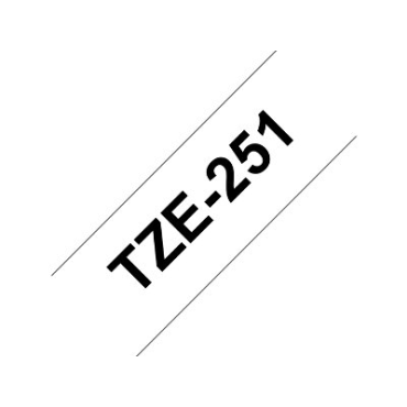 Brother TZe-251 valkoinen pohja/musta teksti, Laminoitu Tarranauha (24mm x 8m )
