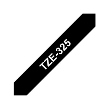 Brother TZe-325 musta pohja/valkoinen teksti, Laminoitu Tarranauha (9mm x 8m) | Brother TZe-tarrat