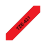Brother TZe-431 punainen pohja/musta teksti Laminoitu Tarranauha (12mm x 8m) | Brother TZe-tarrat