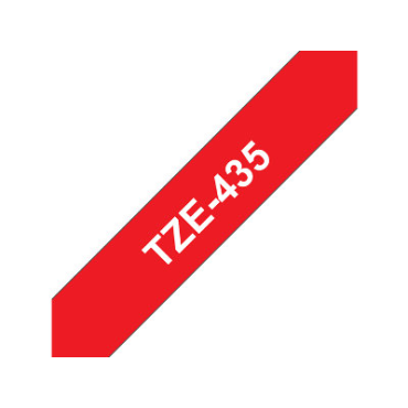 Brother TZe-435 punainen pohja/valkoinen teksti Laminoitu Tarranauha (12mm x 8m) | Brother TZe-tarrat