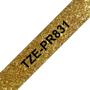 Brother TZe-PR831 kimaltava kullanvärinen pohja/musta teksti, Laminoitu  Tarranauha (12mm x 8m) | Brother TZe-tarrat