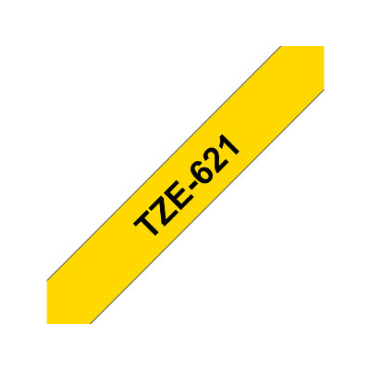 Brother TZe-621 keltainen pohja/musta teksti, Laminoitu Tarranauha (9mm x 8m)