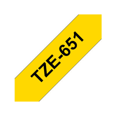 Brother TZe-651 keltainen pohja/musta teksti, Laminoitu Tarranauha (24mm x 8m) | Brother TZe-tarrat