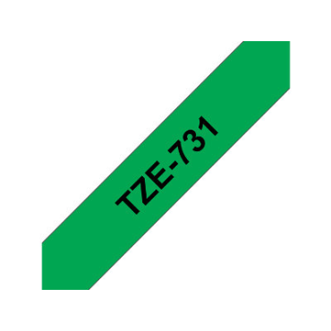 Brother TZe-731 vihreä pohja/musta teksti, Laminoitu Tarranauha (12mm x 8m)