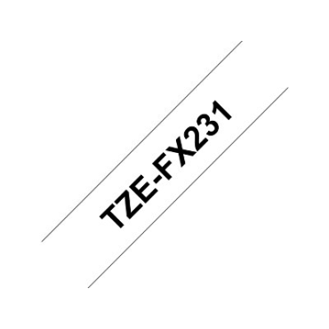 Brother TZe-FX231 valkoinen pohja/musta teksti, taipuisa Laminoitu Tarranauha (12mm x 8m)