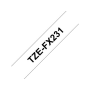 Brother TZe-FX231 valkoinen pohja/musta teksti, taipuisa Laminoitu Tarranauha (12mm x 8m) | Brother TZe-tarrat
